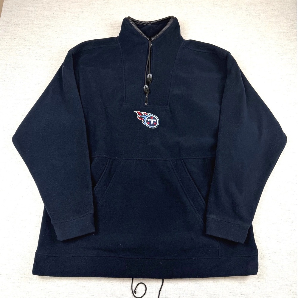 Mens Tennessee Titans‎ NFL Fleece Pullover Sweatshirt Quarter Zip XL Navy Blue